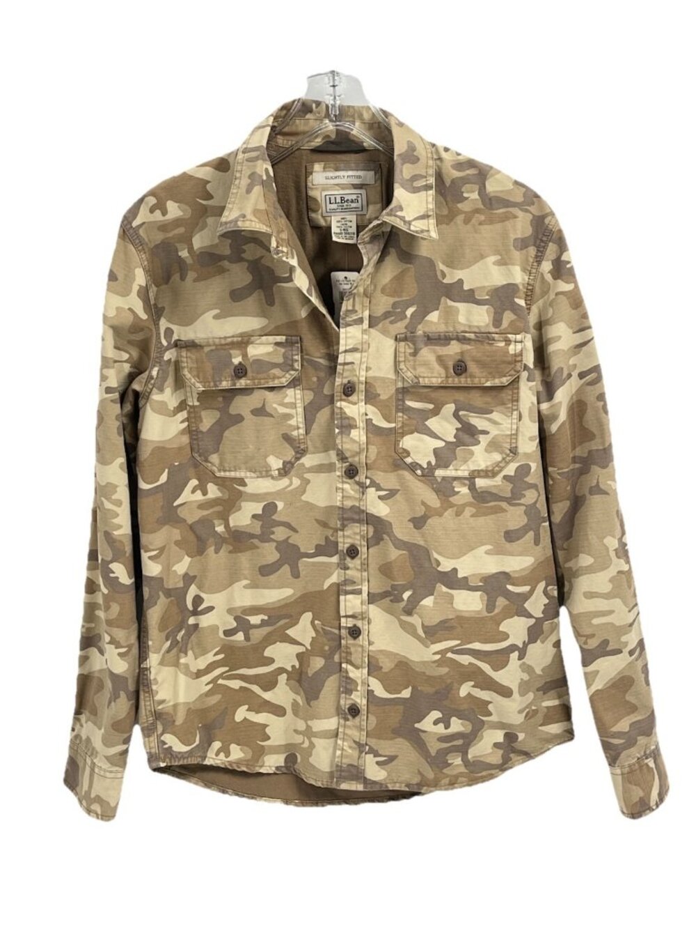 LL Bean Desert Camo Mens Small Utility Button Shirt Jacket NWT Cotton NWT Safari